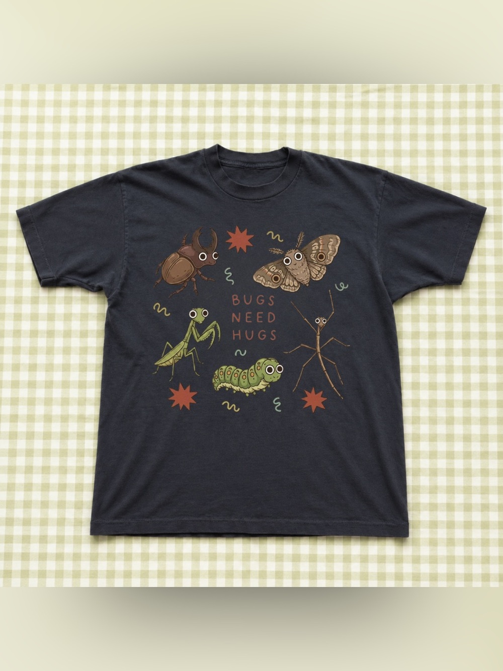 Black Insect Band 'Bugs Need Hugs' Graphic Tee - illustration Vintage For Unisex